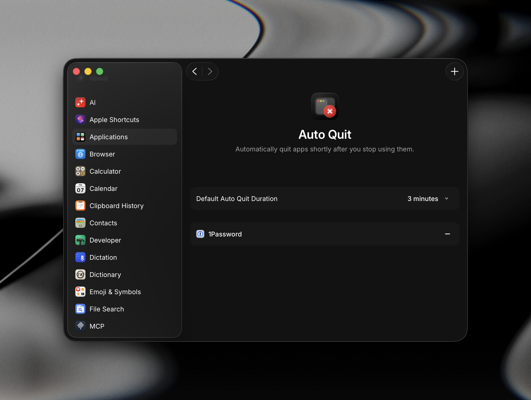 Auto Quit settings