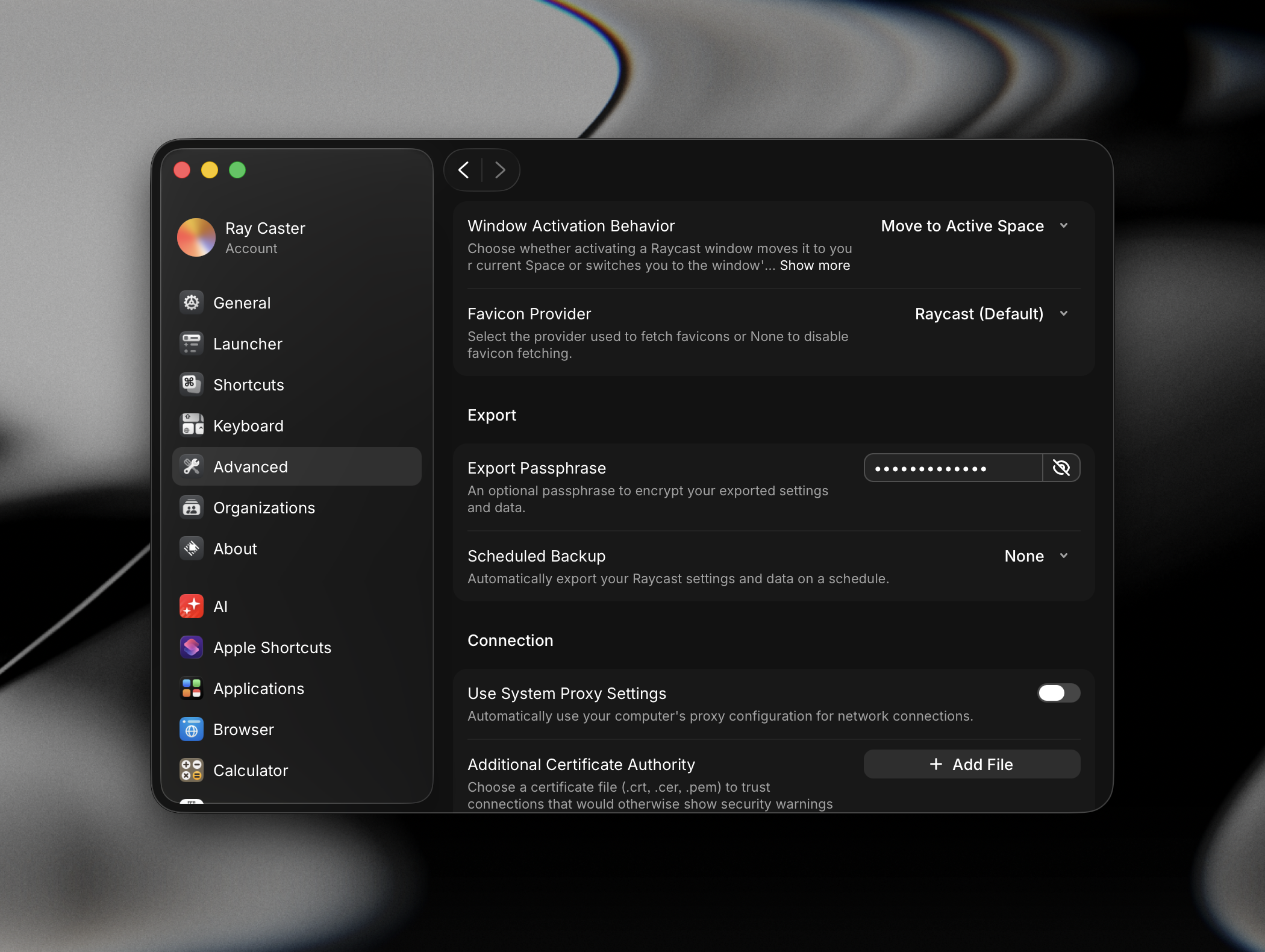 Advanced settings