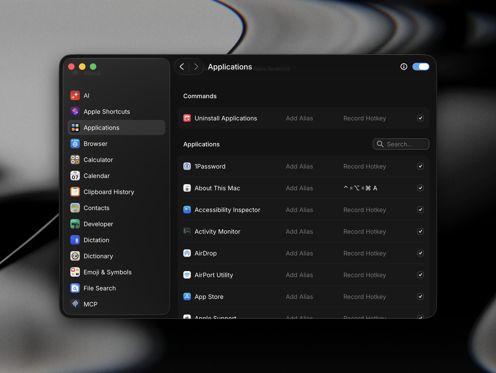 Per-app configuration