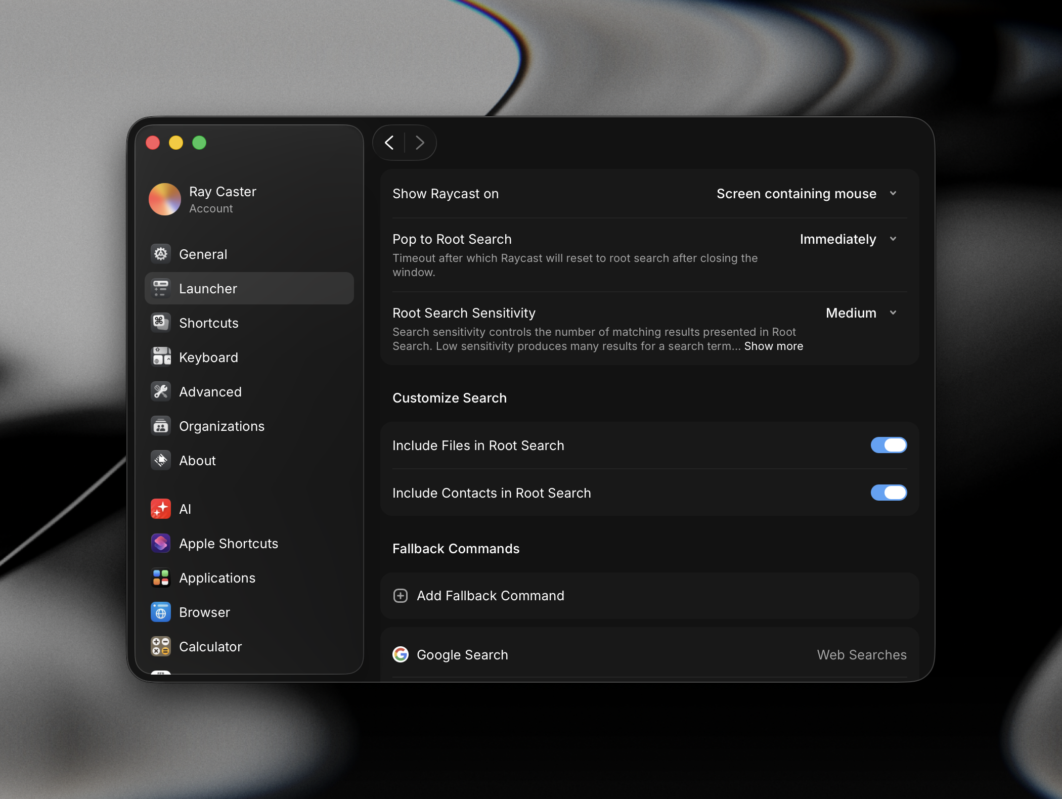 Launcher settings