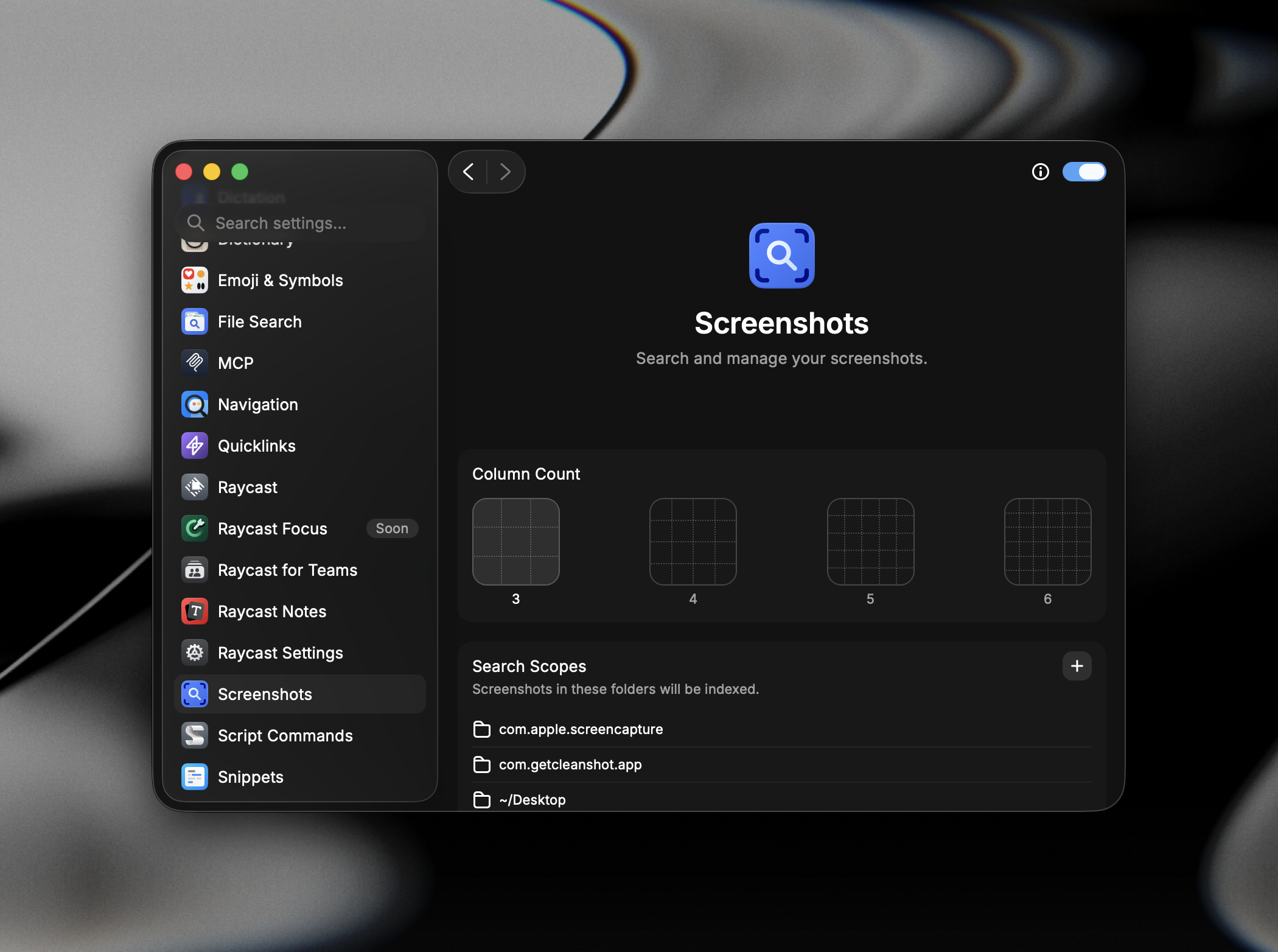 Column Count setting in Screenshots