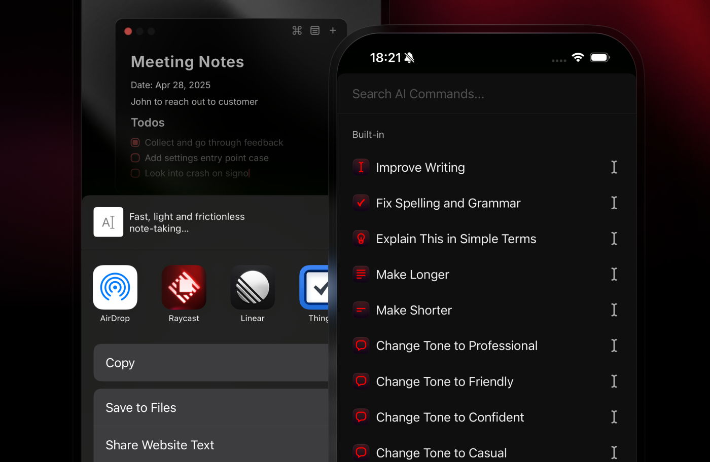 Running an AI Command via the iOS Share Extension