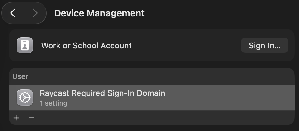 Device Management Settings for MDM Sign-In Enforcement
