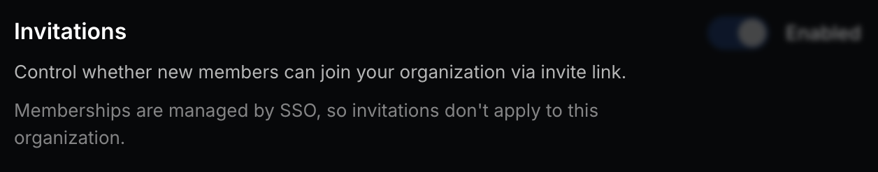 Invitations Control disabled when SSO is enabled
