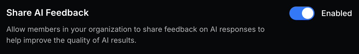 Share AI Feedback Setting Enabled