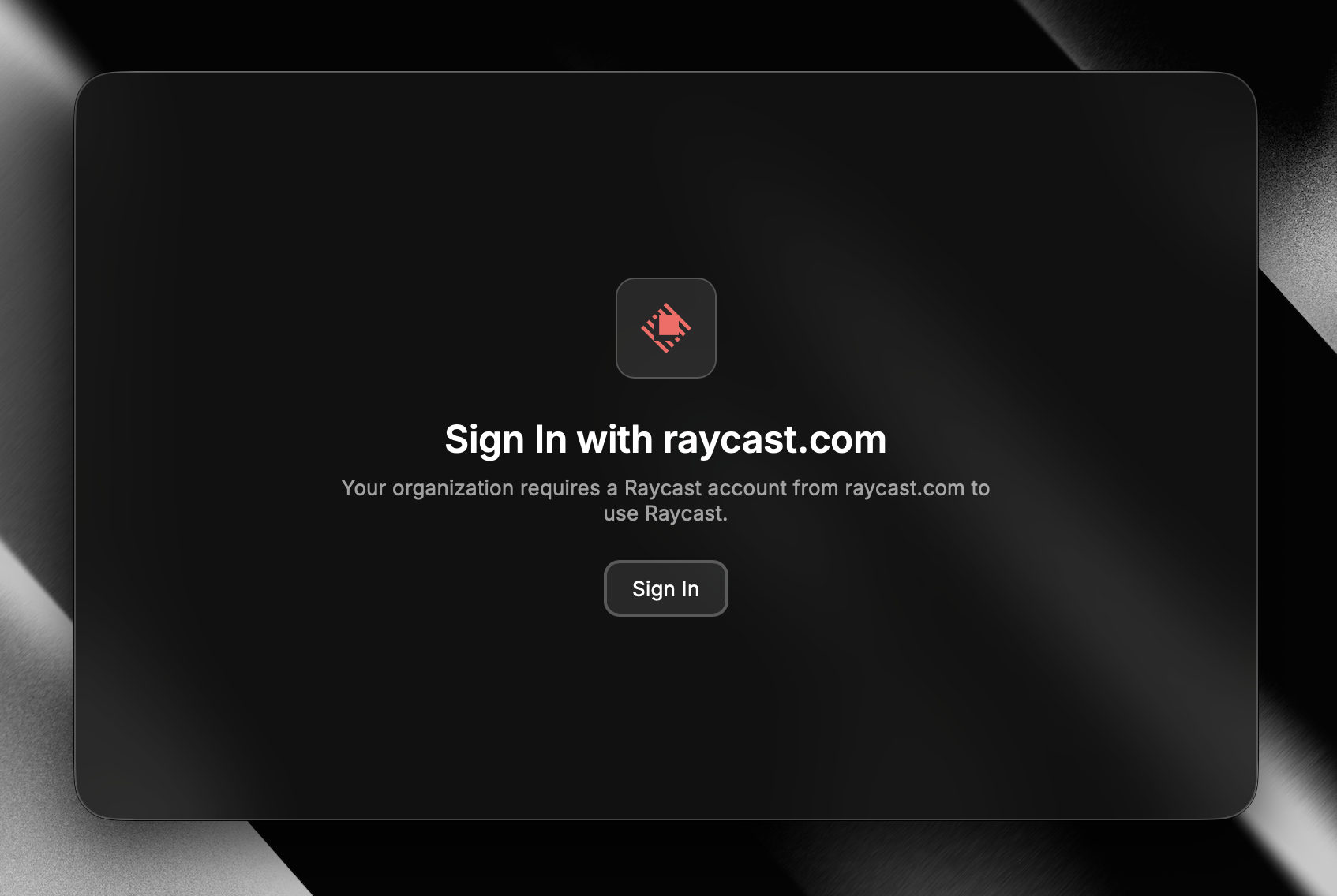 Raycast MDM sign-in enforcement screen